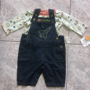 Boy space matching set with onesie and overall